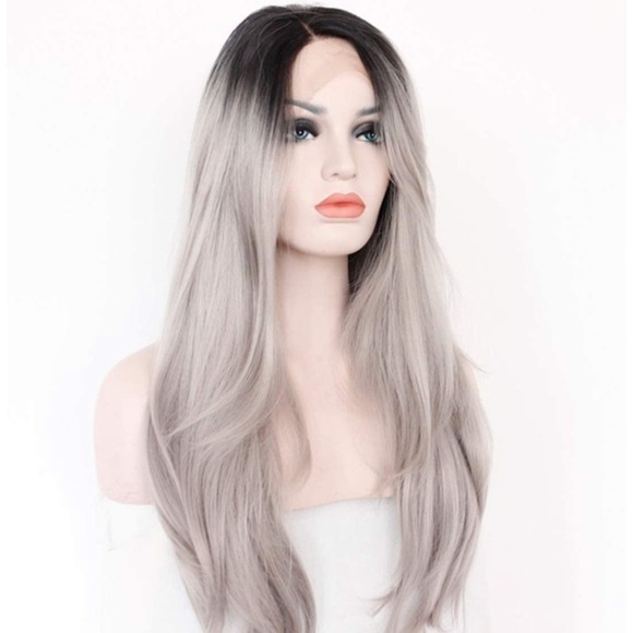 Ombre Black Grey Lace Front Wig